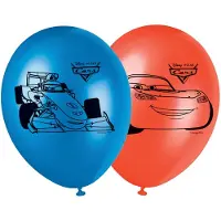 Procos Cars ballonnen jongens rood/blauw 23 cm 6 stuks