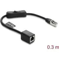 DeLOCK RJ45 Cable plug to jack with switch Cat.6 F/UTP 0.3 m - network switching black