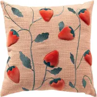 Dutch decor STRAWBERRY - sierkussen 45x45 cm - aardbeien - Peach Powder - roze - Inclusief binnenkussen - Luxe kussens voor woonkamer & bank