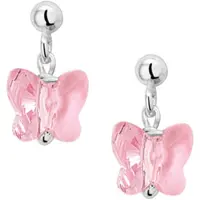 The Jewelry Collection Zilver Gerhodineerde Oorhangers vlinder strass 1329560