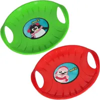 KOTARBAU 2 Glijschotel, Sneeuwschijf, Kunststof, 60 cm, Rood & Groen, Sneeuw Slee, met Handgrepen, voor Kinderen en Volwassenen, Schotel Slee Plastic, Bobsleeën, Sneeuwglijder, Duurzaam