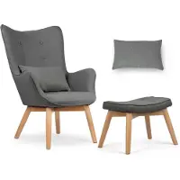 Sofotel Norse – Fauteuil "Oorfauteuil" met Voetenbank – Klassiek Grijs