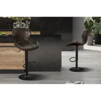 Malaga Barstoel/Barkruk '' in PU Ote Donkerbruin - H 90-111cm x B 48 x D 52cm - Counterstoel - Set van 2