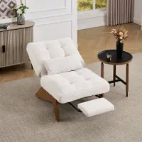 STILVORA Loungestoel - Verstelbaar Met Rugleuning - Inclusief Lendenkussen - Voor Woonkamer, Slaapkamer & Werkkamer - Corduroy Beige