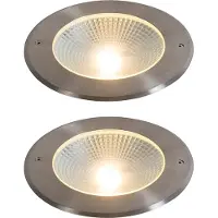 QAZQA Set van 2 moderne grondspots staal incl. LED 20W - Bridge