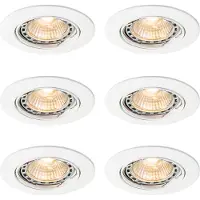 QAZQA Set van 6 moderne inbouwspots wit kantelbaar GU10 50mm - Edu