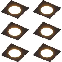 QAZQA Set van 6 moderne inbouwspots zwart incl. LED 3-staps dimbaar IP65 - Simply