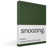 Snoozing katoen kussenslopen (set van 2) - Katoen - 60x70 cm - Donker Groen