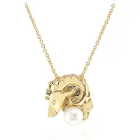 Cavill - Zilveren Halsketting - 925 Sterling Zilver Verguld - Witte Zoetwater Kweekparel 6mm - Elegant Schaap Design - Ketting 45-50 cm