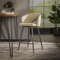 Dimehouse Moderne Barkruk Zand Alba Bouclé Stof