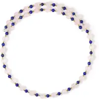 Cavill - Stalen Halsband met Natuurlijke Rozenkwarts 74 7 ct, Lapis Lazuli & Gouden Hematiet - Elegante Edelsteen Ketting - Roze & Blauw