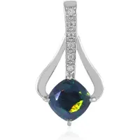 Cavill - Zilveren Geplateerde Hanger - 925 Sterling Zilver - Ethiopische Mezezo Opaal 1,66 ct - Cambodjaanse Zirkonia 0,11 ct - Elegant