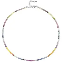 Cavill - Zilveren Halsketting 925 Sterling - 50,398 ct Blauwe Saffieren - Verstelbaar 45-50 cm - Elegant & Kleurrijk