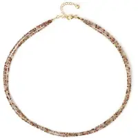 Cavill - Zilveren Halsketting - 925 Sterling Zilver Verguld - 42 921 ct Cambodjaanse Fancy Zirkonen - Verstelbaar Rond Design Warme Bruine Tinten