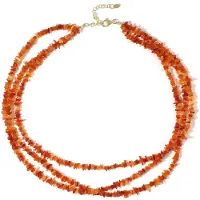 Cavill - 925 Sterling Zilver Halsketting - 10.9 ct Braziliaanse Carneool - Verstelbaar 40-45 cm - Drievoudig Meerstrengig Elegant Rood Design