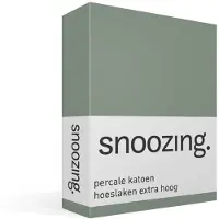 Snoozing percale katoen hoeslaken extra hoog - 120x200 cm - Tweepersoons - Groen