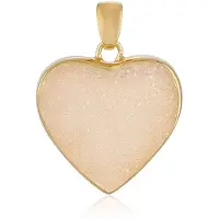 Cavill - Zilveren hanger met Druzische Agaat 22K - 925 Sterling Zilver met Goud Verguld - Hartvormige hanger - Luxe en Elegantie
