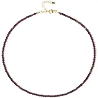 Cavill - Zilveren Halsketting 925 Sterling Zilver Verguld - Mozambique Granaten 39,048 ct - Elegante Ronde Gefacetteerde Kralen, Verstelbaar 45-50 cm