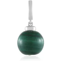 Cavill - Zilveren Hanger 925 Sterling Zilver Platina Geplateerd - 7,758 Karaat Malachiet Rond 9 mm Groen - Elegant Monosono Collection