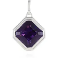 Cavill - Zilveren Hanger 925 Sterling Zilver - 3,94 ct Zambia Amethist Asscher - Paars - Modern Geometrisch Luxe Sieraad