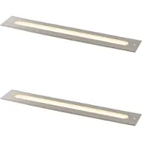 QAZQA Set van 2 moderne grondspots staal 50 cm incl. LED IP65 - Eline