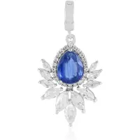 Cavill - Zilveren Hanger - 925 Sterling Zilver Geplatineerd - Nepalese Peervormige Kyaniet 1.95 ct - 3.97 ct Zirkonia - Elegant Nepal Sieraad