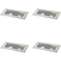 QAZQA Set van 4 moderne grondspots staal 2-lichts verstelbaar IP65 - Oneon