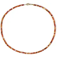 Cavill - Zilveren halsketting 925 verguld - Braziliaanse carneool 43 854 ct - Facetgeslepen oranje rode kralen - Elegante stijl 45 cm