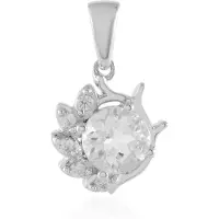 Cavill - Zilveren hanger - 925 Sterling zilver geplatineerd - Witte Topaas 0 945 ct en Zirkonia 0 09 ct - Elegant rond slijpsel - Dames sieraad