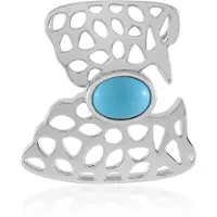 Cavill - Zilveren Hanger - 925 Sterling Zilver - Sleeping Beauty Turkoois 1.03 ct - Ovaal Cabochon - Modern Organisch Design - MONOSONO