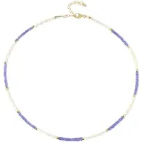 Cavill - Zilveren Halsketting - 925 Sterling Zilver Verguld - 24 01 ct Tanzaniet en Welo-opalen - Verstelbaar - Elegant Modern Sieraad