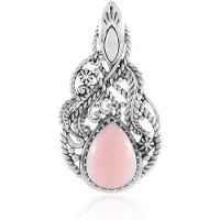 Cavill - Zilveren Hanger met 925 Sterling Zilver Geoxideerd - Roze Opaal 7,56 Karaat Peervorm - Vintage Elegante Dames Sieraden 51x28 mm