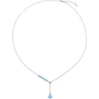 Cavill - Zilveren halsketting - 925 Sterling zilver - Natuurlijke Larimar 9 5 ct - Blauwe ronde kralen - Verstelbaar 46-51 cm