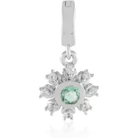 Cavill - Zilveren Hanger 925 Sterling Geplatineerd - 0 18 ct Russische Smaragd Rond - 8 Cambodjaanse Zirkon Elegant Groen