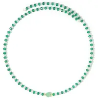 Cavill - Stalen Halsketting met 1 813 ct Braziliaanse Smaragd en 12 637 ct Regenboog Maansteen - Elegant Groen Edelstenen Sieraad - 31 42 cm