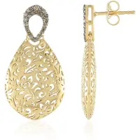 Cavill - Elegante Oorbellen - 925 Sterling Zilver Verguld - Champagne Diamant 0 239 ct Rond - Filigraan Design Klapsluiting
