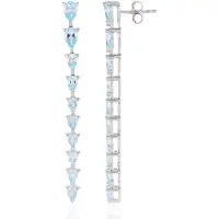 Cavill - 925 Sterling Zilver Geplatineerde Oorbellen - Hemelblauwe Topaas 4,649 Ct - Peervormige Cascade - 59 mm Elegant