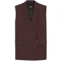 BOSS Relaxed-fit gilet van een linnenmix