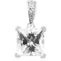 Cavill - 925 Sterling Zilver Hanger - 3,32 ct Mexicaanse Danburiet & 0,08 ct Cambodjaanse Zirkon - Elegante Vierkante Hanger 19x9 mm