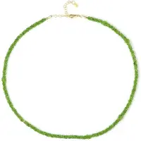 Cavill - Zilveren Halsketting Verguld - 37,843 ct Russische Diopsied Ronde Facetkralen - 925 Sterling Zilver - Verstelbare Elegante Groene Ketting