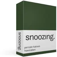 Snoozing percale katoen hoeslaken - 120x200 cm - Tweepersoons - Donker Groen
