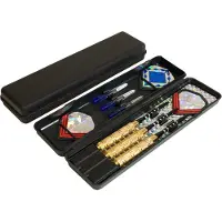 Pirox Dartpijlen set 20 gram - Gold - Stalen punt - Incl Hard Case - Extra set Flights - Gouden Barrel