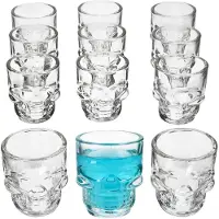 MamboCat 12-delige set doodskop shotglaasjes 5cl van glas - 27022085
