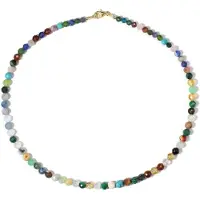Cavill - 925 Sterling Zilveren Halsketting - 102 Ct Veelkleurige Amazoniet & Apatiet Edelsteen Kralen - 45 cm Vergulde Sluiting