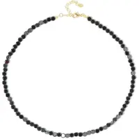 Cavill - Zilveren Halsketting 925 Sterling Zilver Verguld - Zwarte Hematiet 78 1ct Fancy Kralen - Luxe Elegante Damesketting 45-50 cm