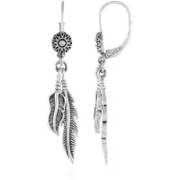 Cavill - 925 Sterling Zilveren Oorbellen - Boho Veer Design - 47 mm - Lichte Festival Oorbellen Met Haaksluiting - Elegant & Natuurlijk