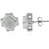 Cavill - Zilveren Oorbellen met 1,31 ct Welo Opalen - 925 Sterling Zilver Platina Geplateerd - Elegante, Rond Geslepen Dames Oorbellen - 12 mm