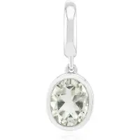 Cavill - Zilveren hanger 925 Sterling Zilver met 2,2 ct groene amethist ovaal - Elegante Bezel Zetting - Varioclip Kettinghanger voor dames