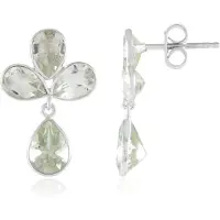 Cavill - 925 Sterling Zilver Geplatineerde Oorbellen met 7,29 ct Braziliaanse Groene Amethist - Elegante Druppelvorm
