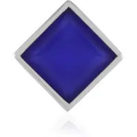 Cavill - Zilveren Hanger - 925 Sterling Zilver Platina Verguld - Blauwe Chalcedoon 5 844 ct - Moderne Ruitvorm, Elegante Carré Slijpsel - Diepblauw
